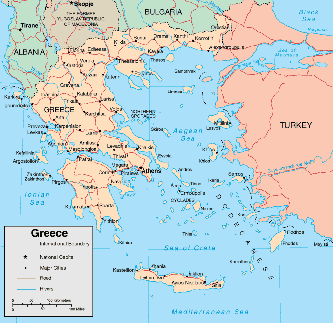 Highway map of greece