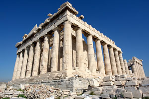 parthenon ruins on acropolis hill - athens, greece